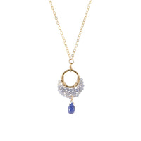 Crescent Moon Tanzanite Necklace On Chain - LAVENDER TANZANITE/GOLD