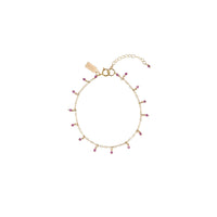Chain Bracelet With Ruby Beads - RUBY/GOLD