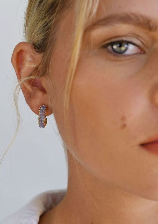 Mini Tanzanite Huggies - LAVENDER TANZANITE