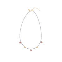 Tanzanite Necklace With Triangles And Clusters - TANZANITE/RUBY/GOLD