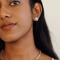 Mini Circle Earrings With Tanzanite Drops - PINK/LAVENDER TANZANITE