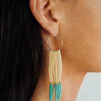 Pembetatu Extra Small Hoop Earrings - TURQUOISE/GOLD/PINK