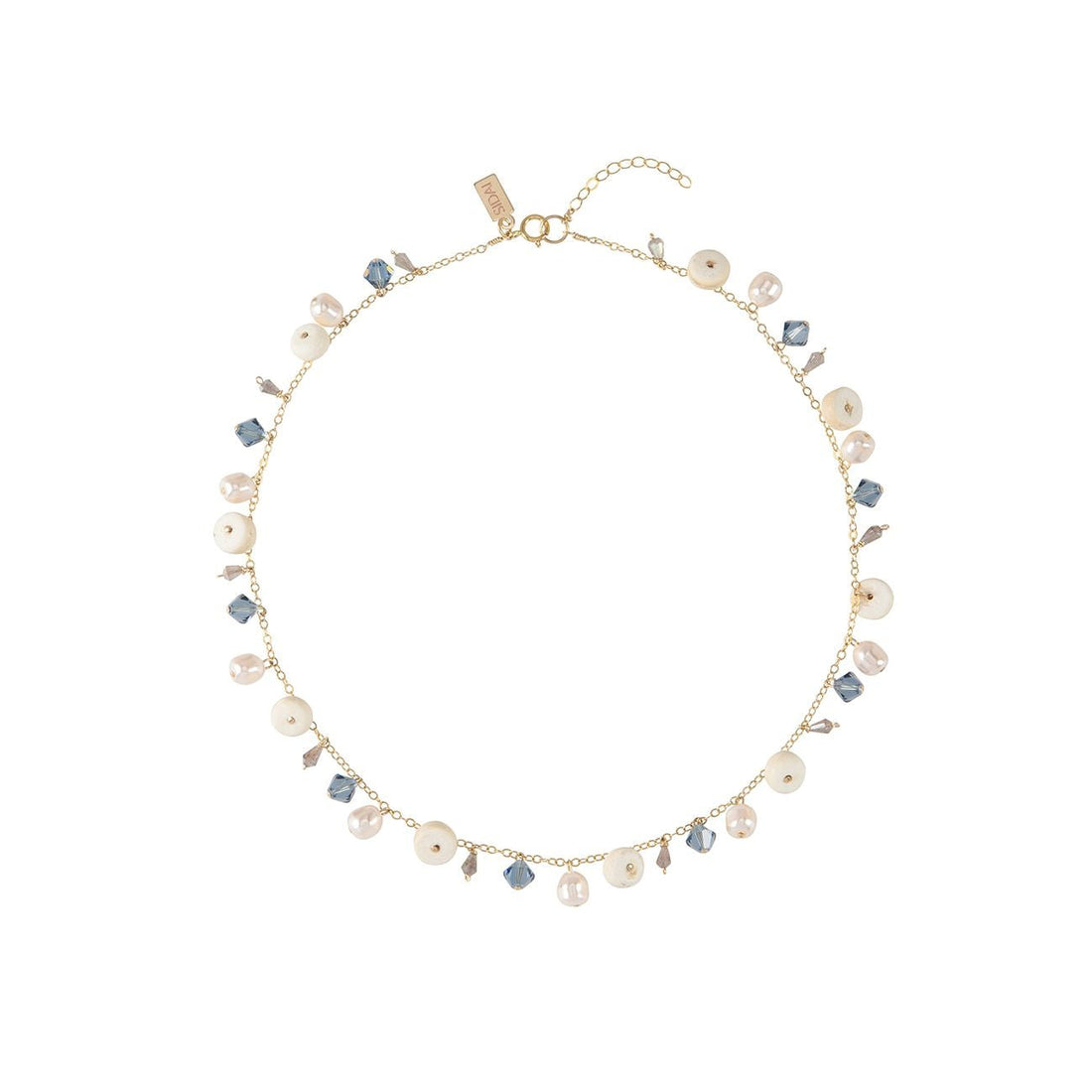 Semi Precious Origins Short Eclectic Necklace - IVORY/BLUE/PEARL/TRANSLUSCENT GREY