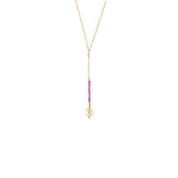 Long Drop Ruby Pearl Necklace - RUBY/PEARL/GOLD