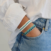 Mixed Pattern Warrior Bracelet - TURQUOISE/NAVY/GOLD