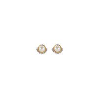 Pearl With Tanzanite Drops Stud Earrings - LAVENDER TANZANITE/PEARL/GOLD