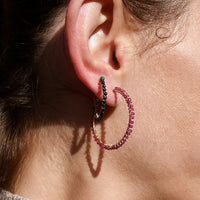 Large Ruby Hoop Earrings - RUBY/GOLD