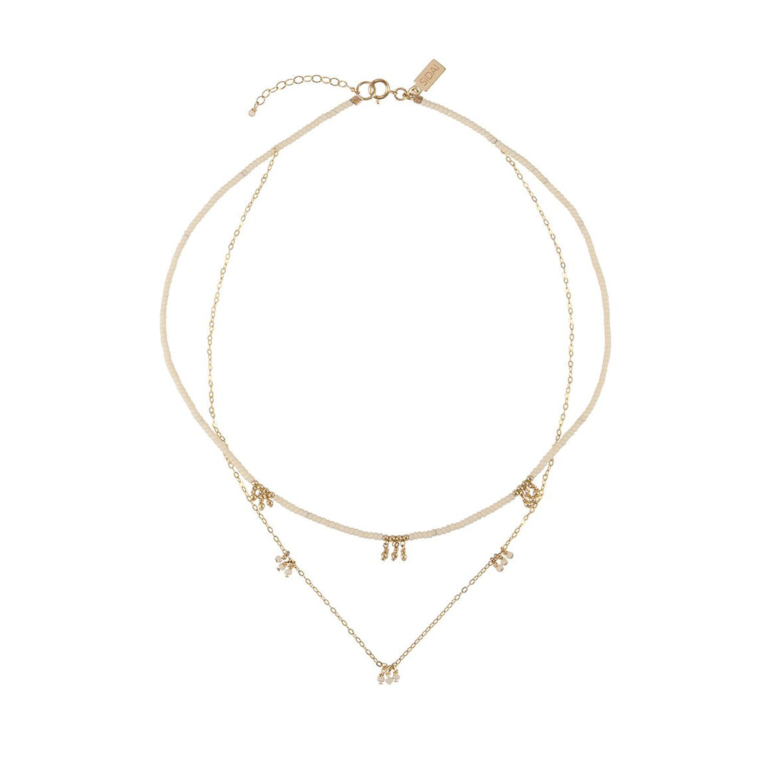 Layered Cluster Necklace - PINK/GOLD