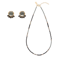 Utulivu Necklace & Mini Crystal Earrings - BLACK
