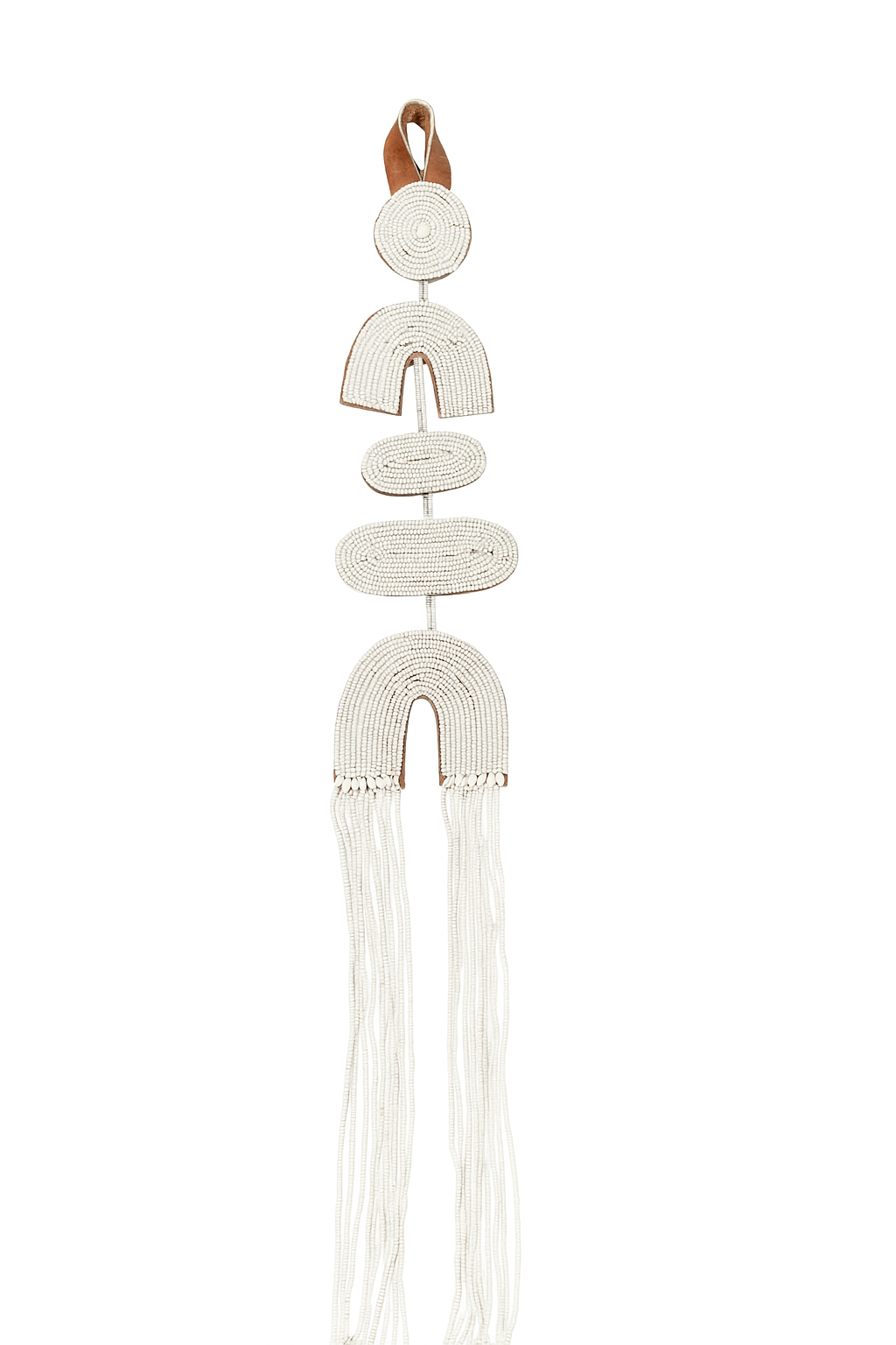 Bwashe Leather Wall hanging with Tassels - White