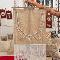 Raw Linen Beaded Wall Hanging
