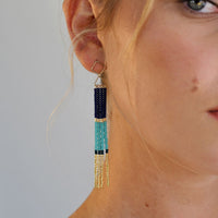 Triangle Bar Earrings - TURQUOISE/GOLD/NAVY