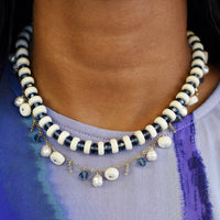Origins Short Zebra Necklace - IVORY/BLUE