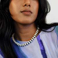 Origins Short Zebra Necklace - IVORY/BLUE