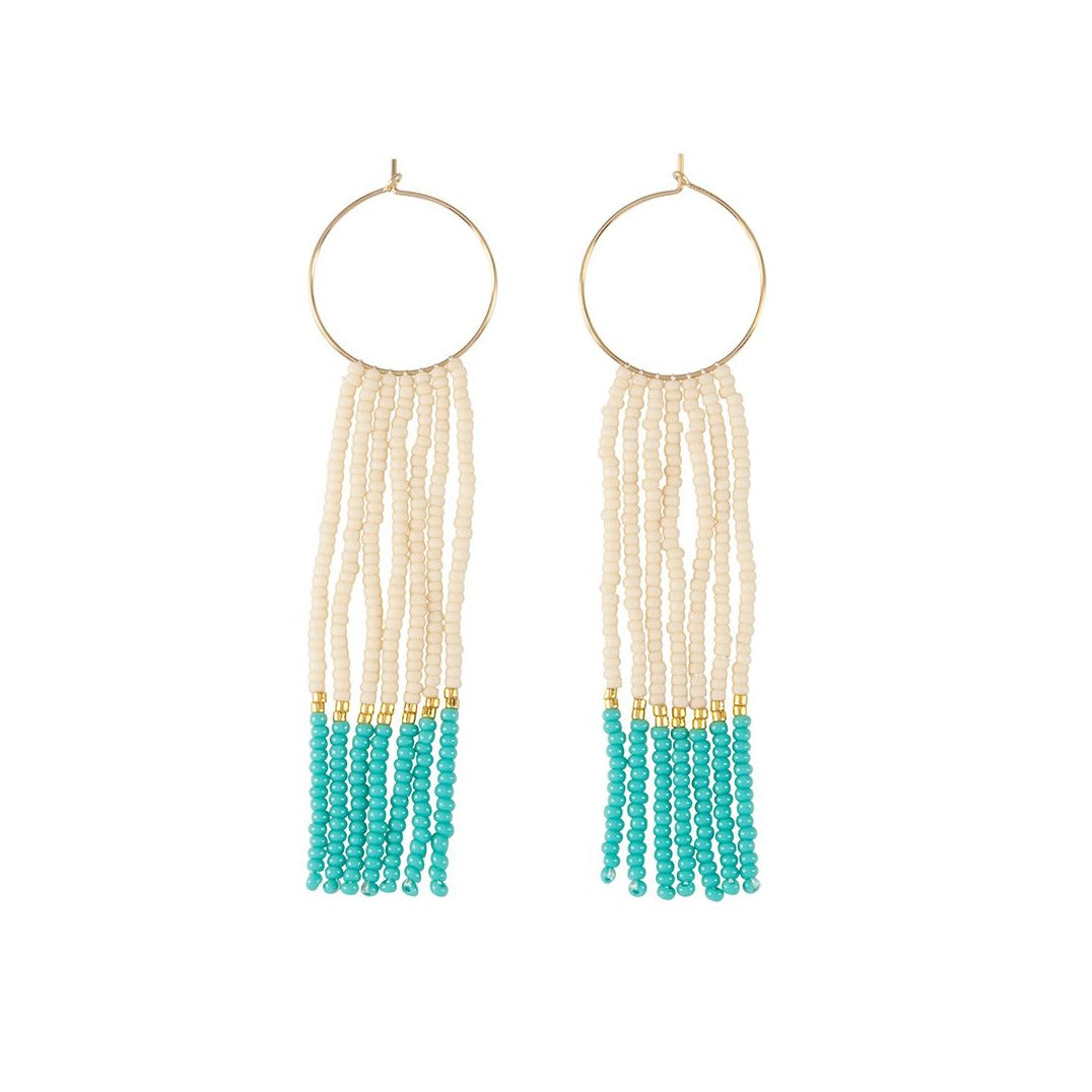 Pembetatu Extra Small Hoop Earrings - TURQUOISE/GOLD/PINK