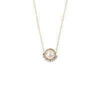 Pearl With Tanzanite Drops Chain Necklace - LAVENDER TANZANITE/PEARL/GOLD