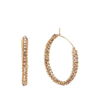 Medium Crystal Woven Hoop Earrings - ROSE GOLD