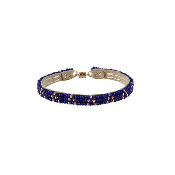 3 Dot Triangle XS Leather Bracelet - NAVY/GOLD
