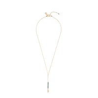 Long Drop Malachite Pearl Necklace - MALACHITE/PEARL/GOLD
