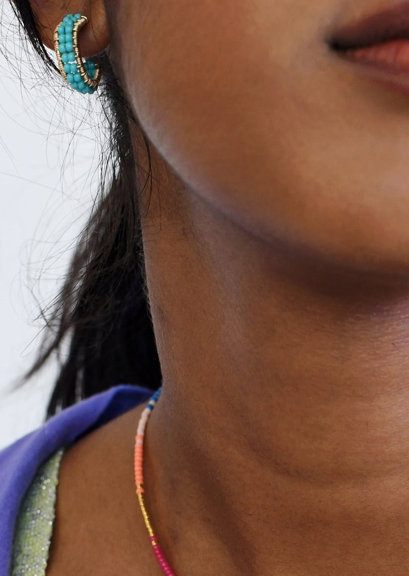 XS Beaded Huggies - TURQUOISE