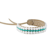 Adjustable Assorted Leather Bracelet - WHITE/TURQUOISE