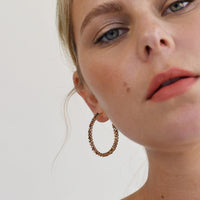 Medium Crystal Woven Hoop Earrings - ROSE GOLD
