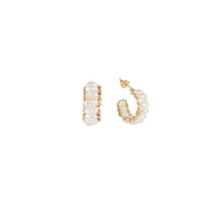 Mini Keshi Pearl Huggie Earrings - PEARL/GOLD
