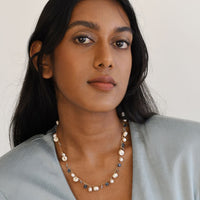 Semi Precious Origins Short Eclectic Necklace - IVORY/BLUE/PEARL/TRANSLUSCENT GREY