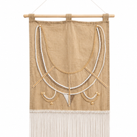 Raw Linen Beaded Wall Hanging