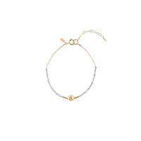Pearl Tanzanite Bracelet on Chain - LAVENDER TANZANITE/PEARL/GOLD