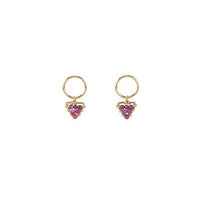 Mini Gemstone Circular Triangle Stud - RUBY