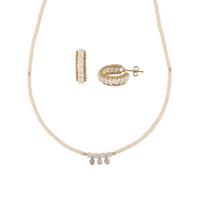 Utulivu Necklace & Mini Pearl Huggies Earrings