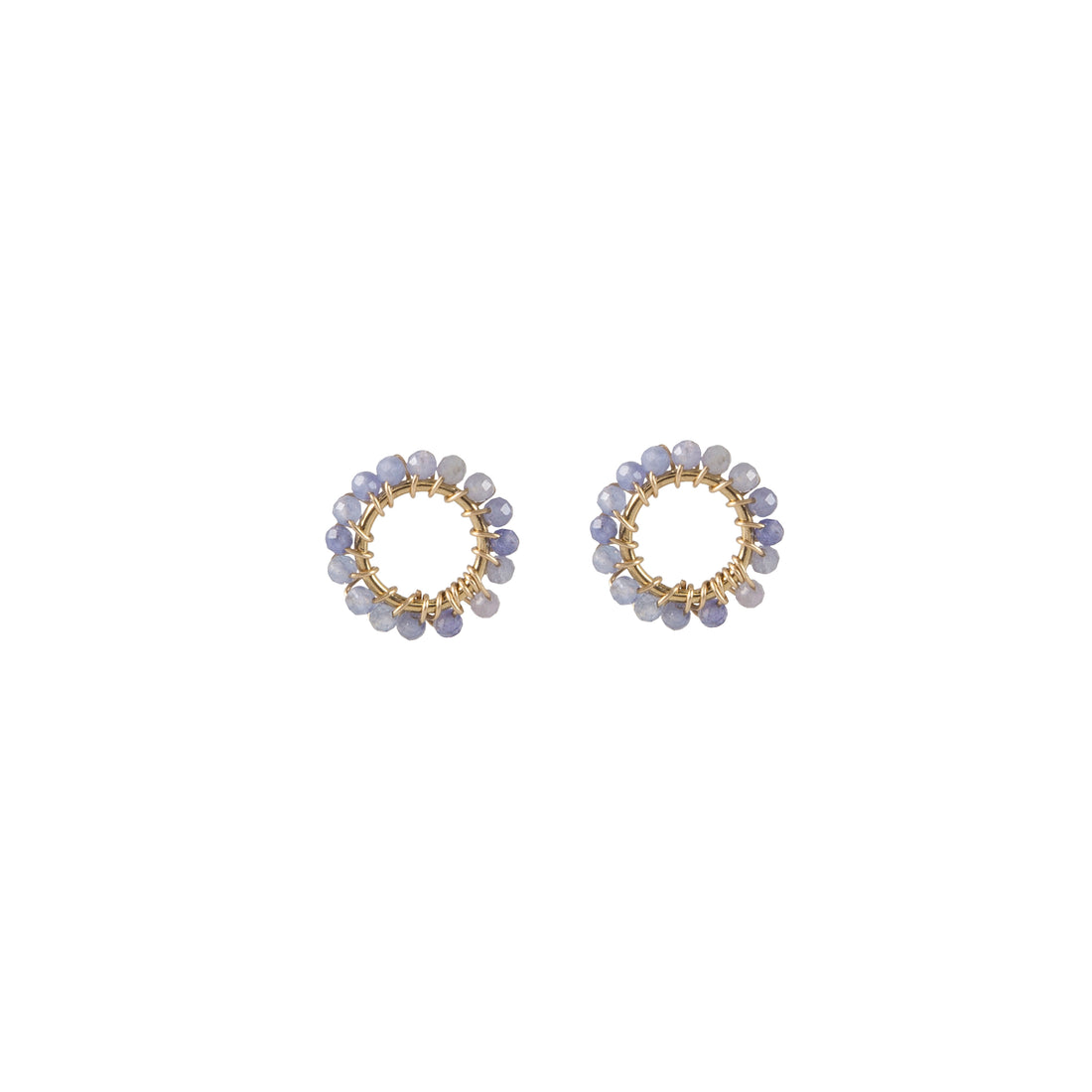 Mini Circle Tanzanite Earrings - LAVENDER TANZANITE