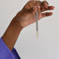 Long Woven Tanzanite Earrings With Chain Tassels - LAVENDER TANZANITE
