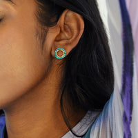 Mini Circle Turquoise Earrings - TURQUOISE