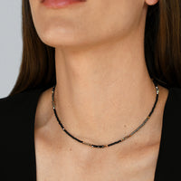 Utulivu Necklace & Mini Crystal Earrings - BLACK