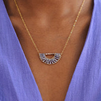 Olakira Tanzanite Half Moon Necklace - LAVENDER TANZANITE/ROSE GOLD