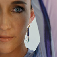 Semi Precious Utulivu Oval Pendant Hoops - TURQUOISE/NAVY
