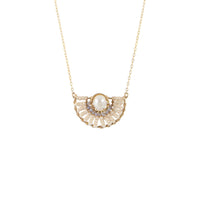 Halfmoon Necklace On Chain With Pearl - PINK/WHITE/ROSE GOLD/GOLD