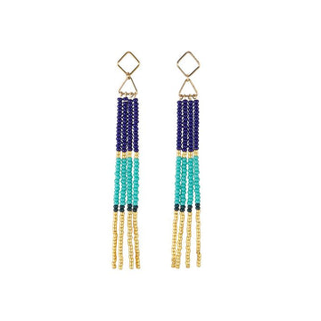 Triangle Bar Earrings - TURQUOISE/GOLD/NAVY