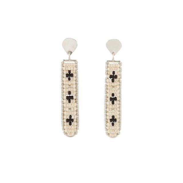 Silver Narrow Pendant Studs - SILVER/PINK/BLACK