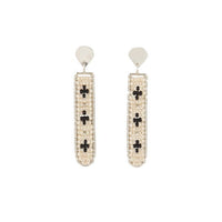 Silver Narrow Pendant Studs - SILVER/PINK/BLACK