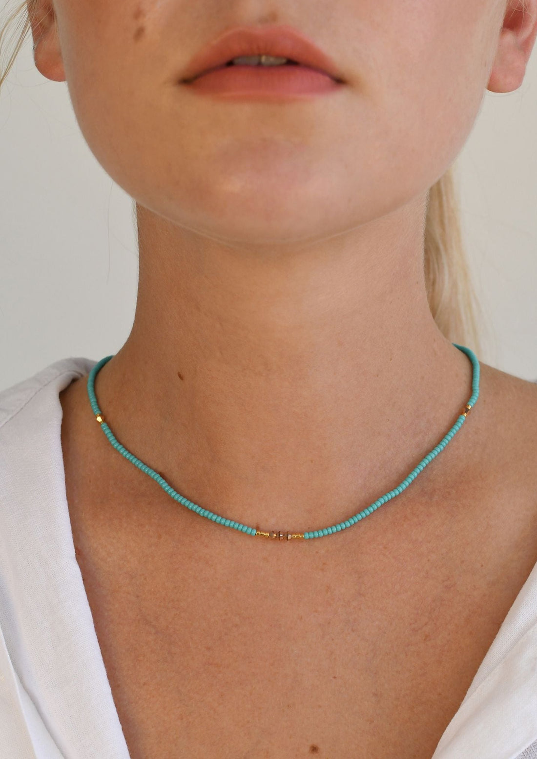 Endito Crystal Necklace - TURQUOISE/GOLD/ROSE GOLD
