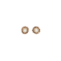 Small Kifungo Earrings With Crystals - WHITE/TAUPE/ROSE GOLD