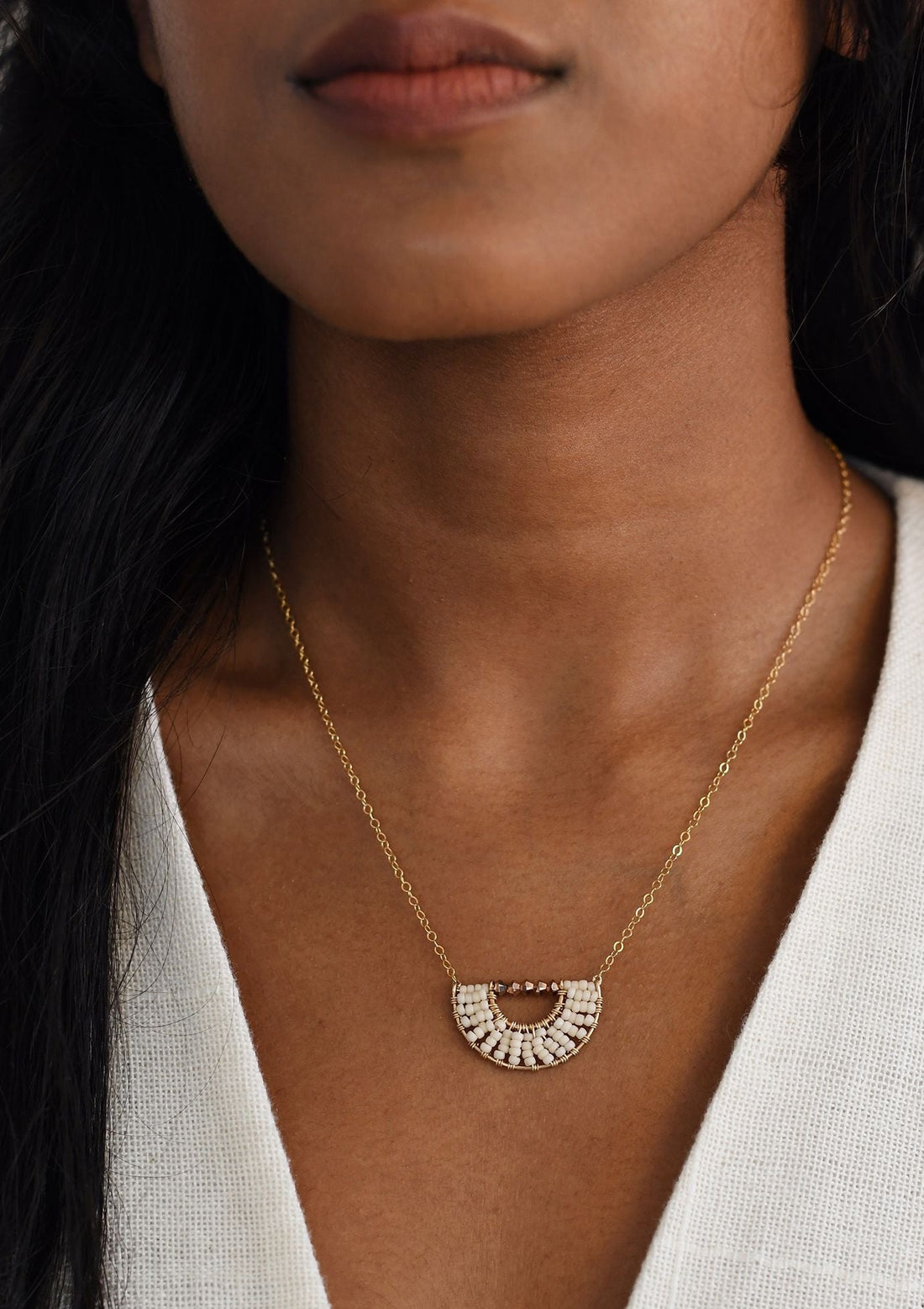 Olakira Half Moon Necklace - PINK/ROSE GOLD