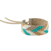 Narrow Chevron Leather Bracelet - TURQUOISE/WHITE/TAUPE/PINK