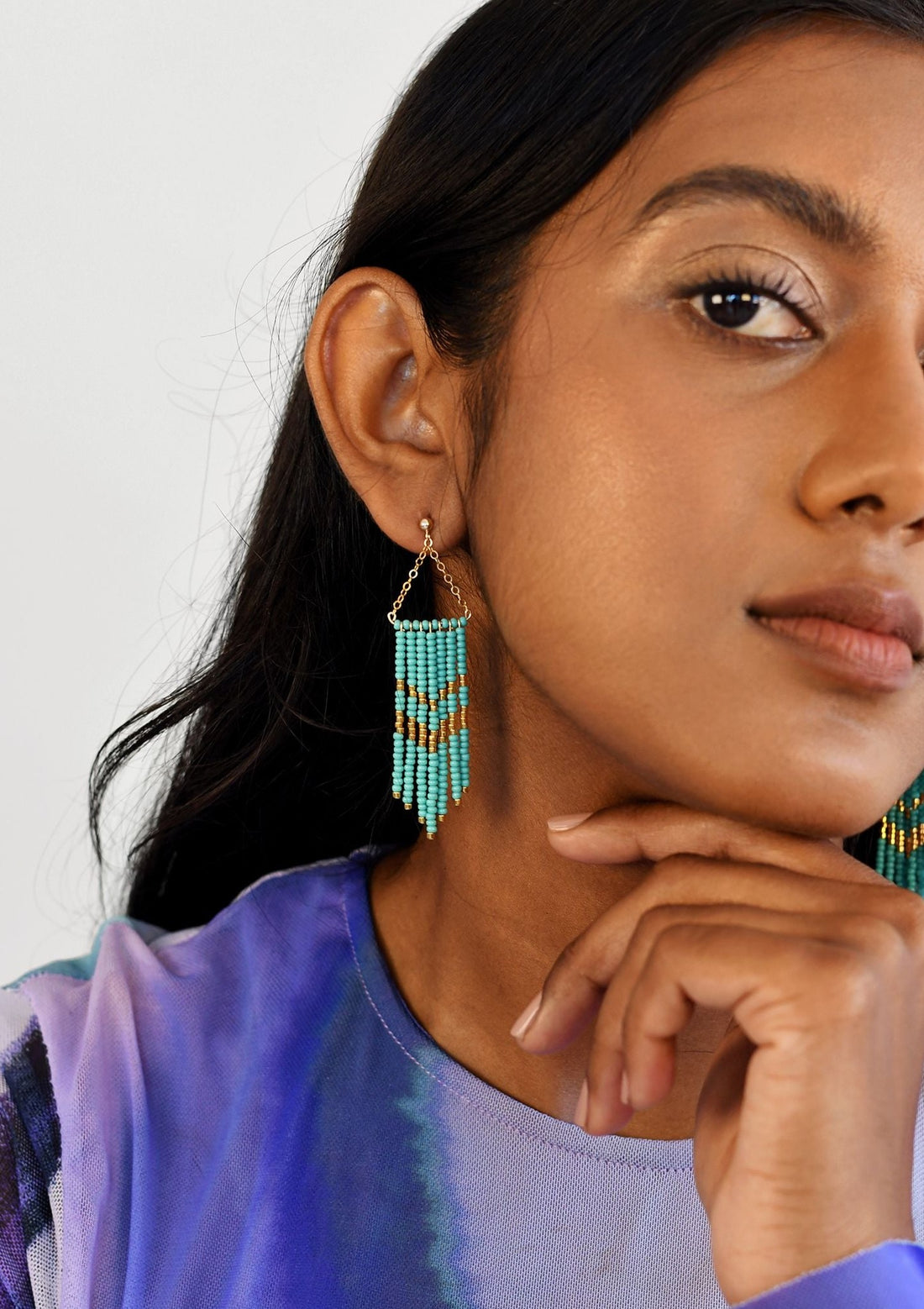 Small Porcupine Earrings - TURQUOISE/GOLD