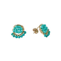 Mini Circle Earrings With Turquoise Drops - TURQUOISE