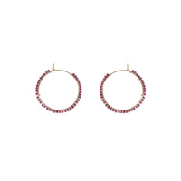 Large Ruby Hoop Earrings - RUBY/GOLD