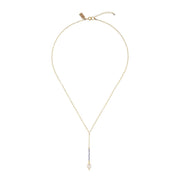 Long Drop Tanzanite Pearl Necklace - LAVENDER TANZANITE/PEARL/GOLD